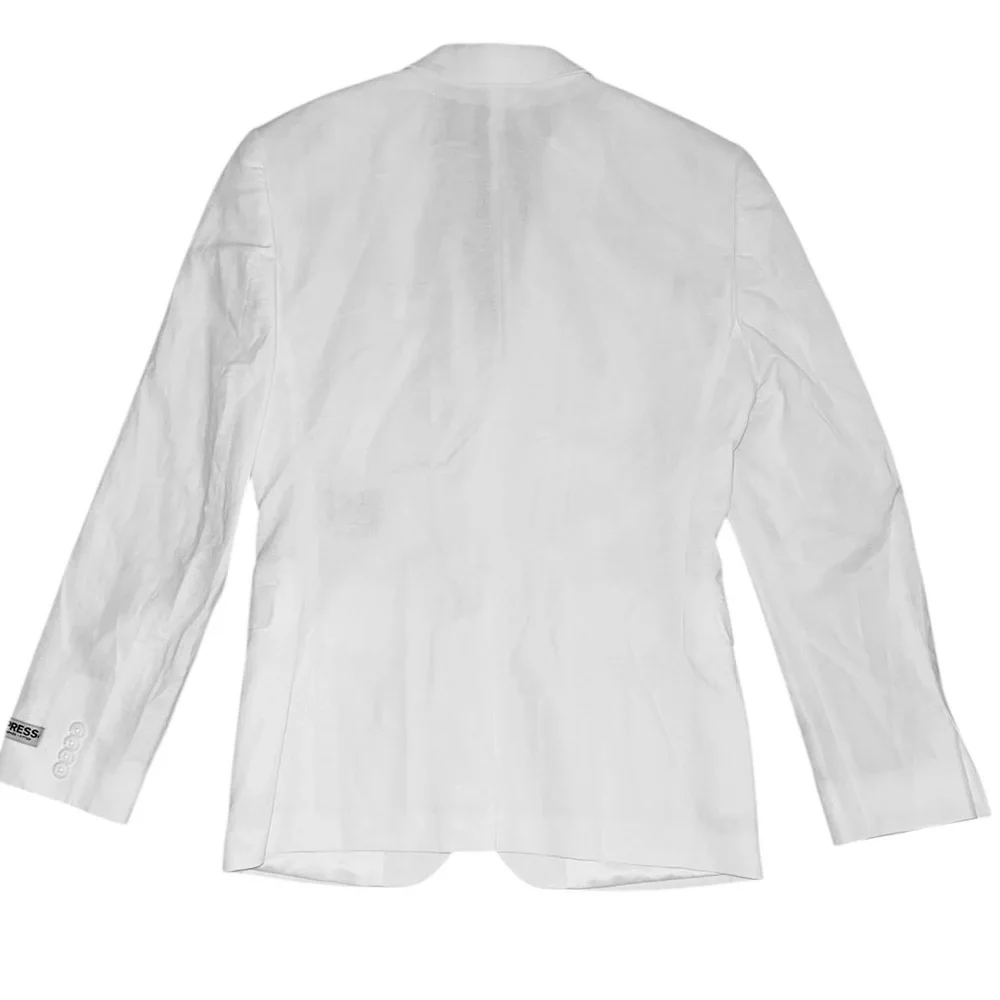 NEW ~ EXPRESS Men’s White Linen Blend Photographer Fitted Suit Jacket ~ Size 36R - Picture 8 of 10